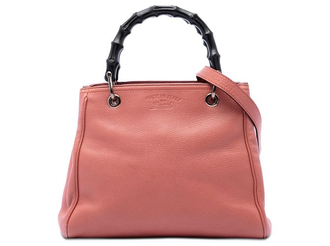 Bolsa Gucci Bamboo Shopper Small em couro de bezerro rosa