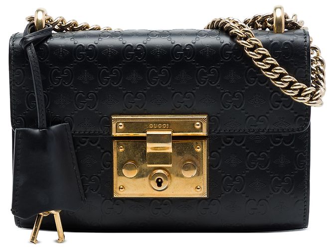 Gucci Bolso Bandolera Guccissima Bee Padlock Small Negro