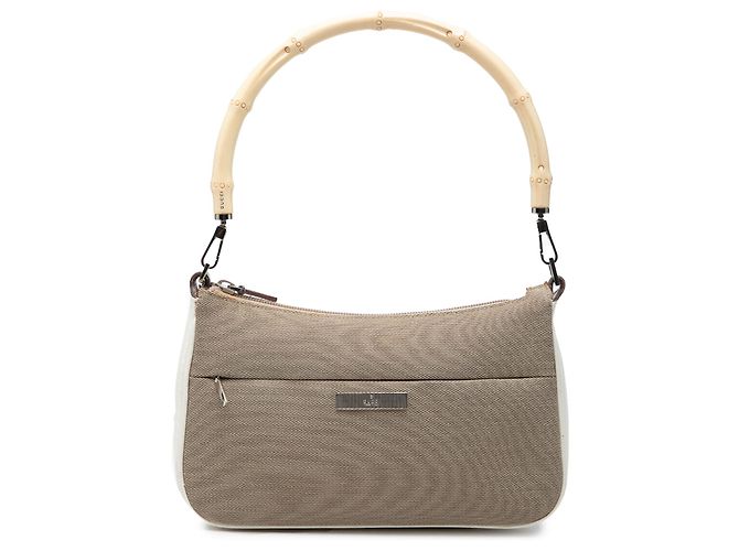 Gucci Beige GG Canvas Bamboo Top Handle