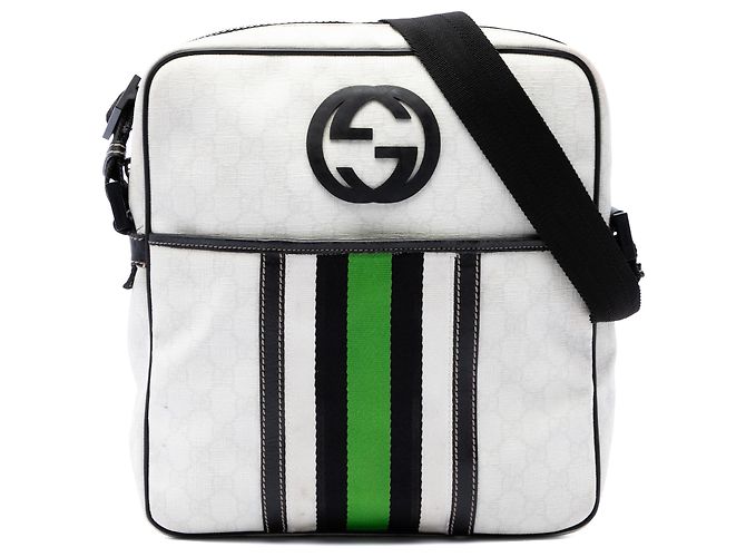 Bolsa Tiracolo Gucci White GG Supreme Interlocking G Web Branco