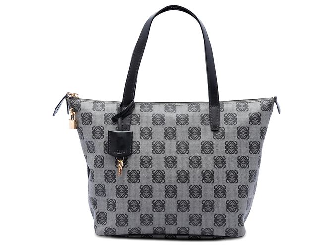 LOEWE Gray Anagram Coated Canvas Tote