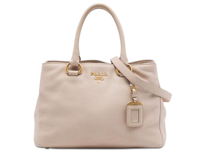 Sac cabas convertible ouvert Prada en Vitello Phenix marron Beige
