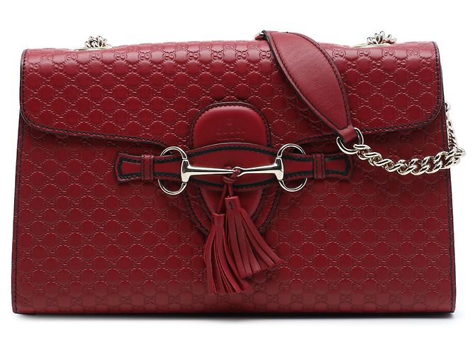 Sac à épaule Gucci Emily Medium Microguccissima Rouge