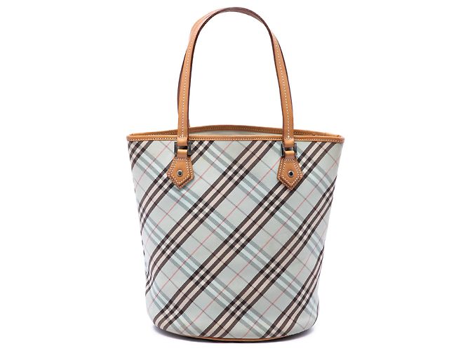 Borsa Tote Burberry Blue Nova Check Canvas Blu chiaro