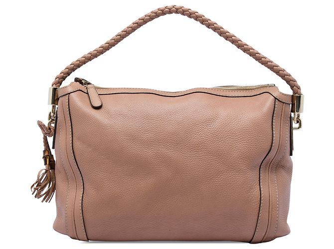 Bolso de hombro Gucci Bella de piel de becerro granulada marrón Medium Castaño Carne