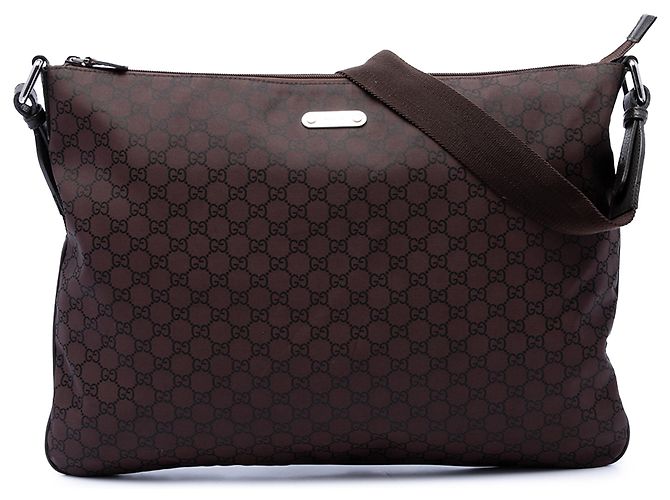 Borsa a tracolla Gucci in nylon GG marrone Marrone scuro