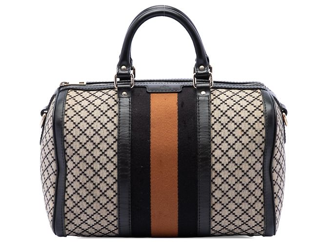 Borsa Boston Gucci Joy Medium in tela Diamante beige e Web