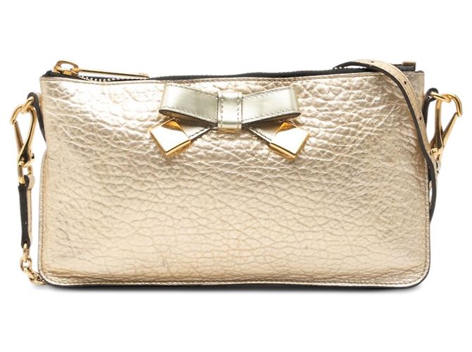 Borsa a tracolla Peyton Bow Burberry in pelle metallizzata oro D'oro
