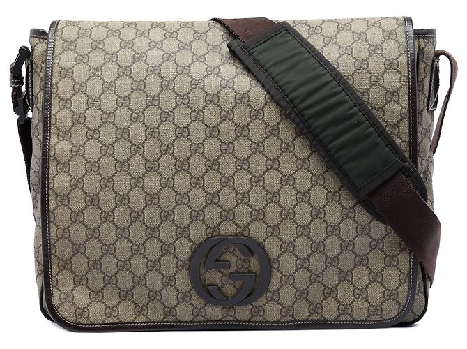 Borsa a tracolla Gucci Beige Large GG Supreme Interlocking G