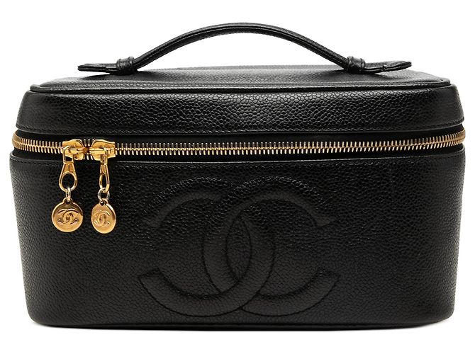 Borsa Vanity Chanel Black CC Caviar Nero