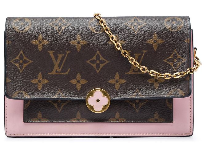Cartera con cadena Louis Vuitton Brown Monogram Flore Castaño