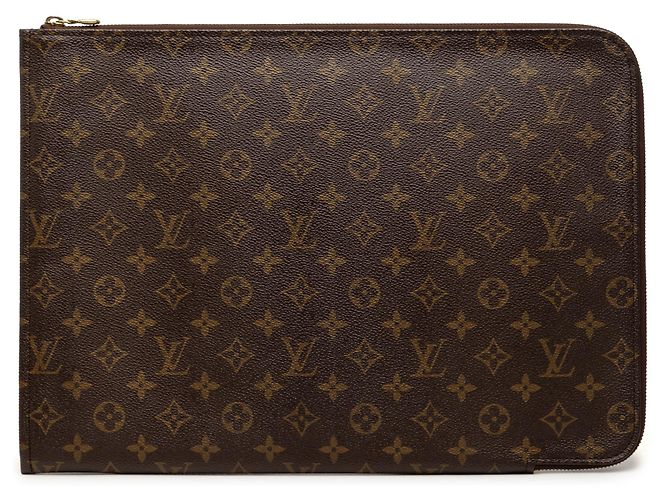 Louis Vuitton Brown Monogram Poche Documents Portfolio Marrom