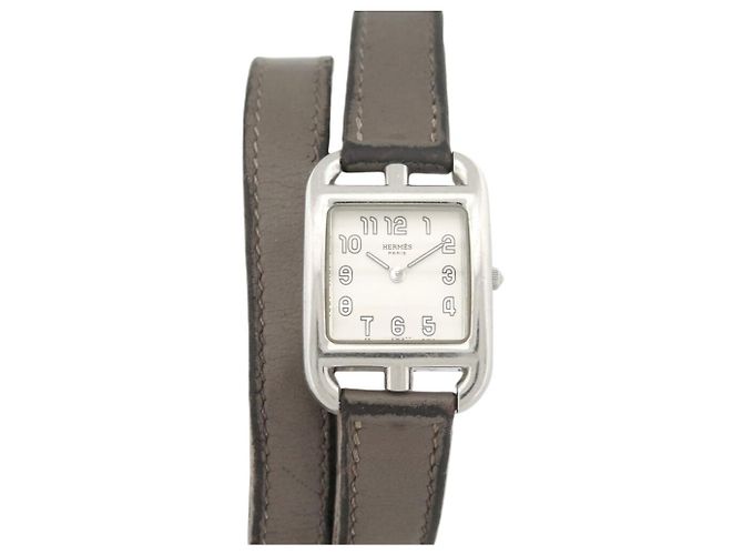 Hermès HERMES HERMES CAPE COD PM CC1.210 DOUBLE TOUR 33MM UHR AUS STAHL QUARTZ Silber