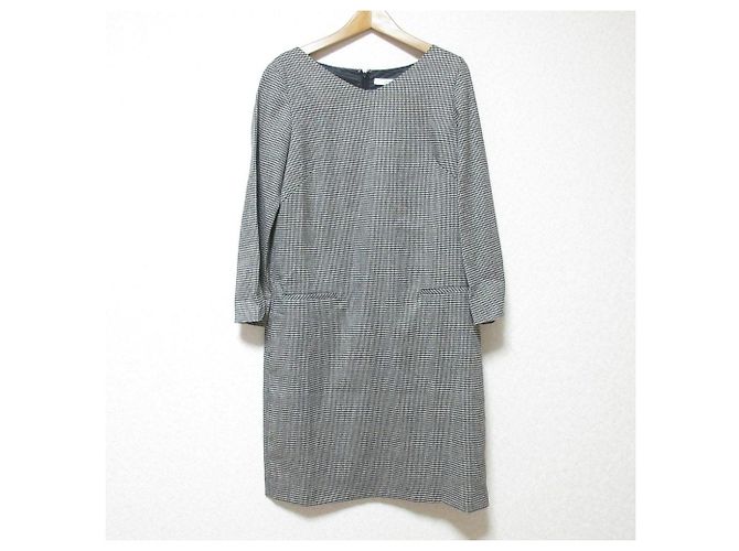 Autre Marque UNTITLED Kleid mit Hahnentränenmuster Schwarz