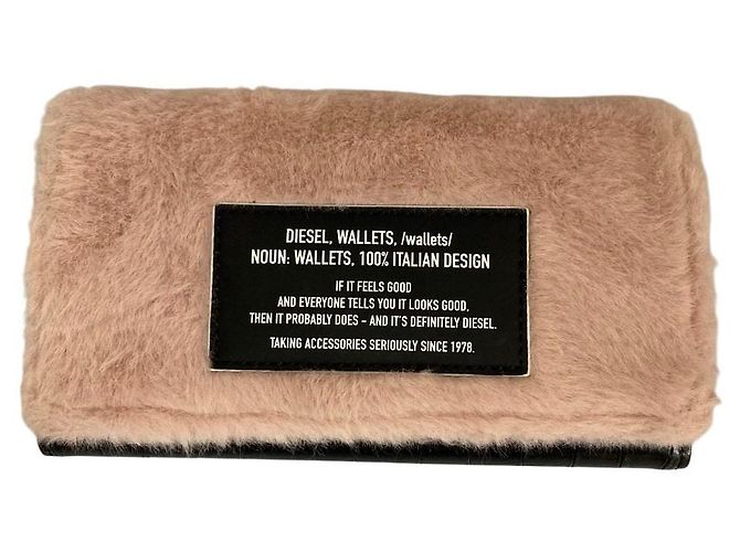 Autre Marque Carteira longa de couro Diesel Preto Rosa