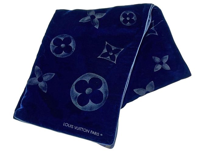 Sciarpa Louis Vuitton Monogram in velluto, rayon e seta Blu navy 
