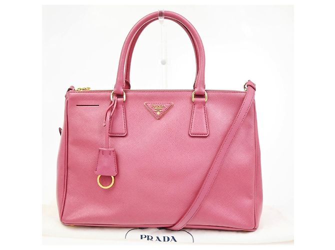 Prada Double Zip Lux Convertible Tote Saffiano Leather XL Rose