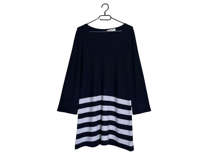 Sonia Rykiel gestreiftes Strickkleid aus Wolle - Schwarz-Grau