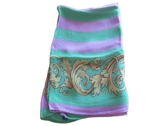 Pañuelo de seda Versace Gianni Versace Rosa Dorado Verde