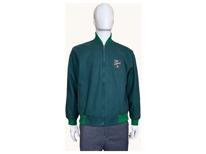 Iceberg Vernice Fresca Michelangelo Bomber Jacket Green Wool Blend