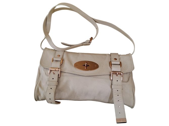 Clutch Mulberry Alexa em couro estampado Cru
