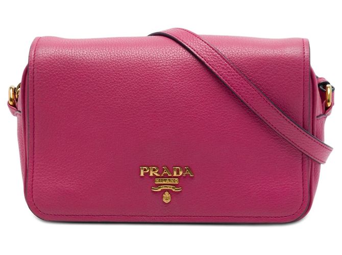 Borsa a tracolla con patta Prada Vitello Phenix Rosa