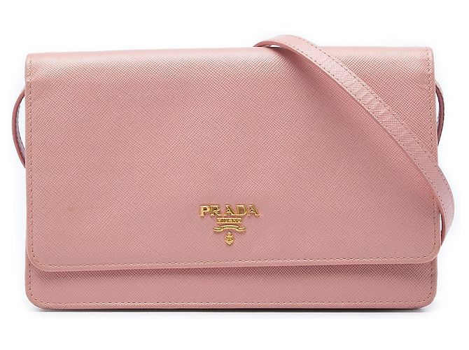 Borsa a tracolla Prada Saffiano Wallet on Strap Rosa
