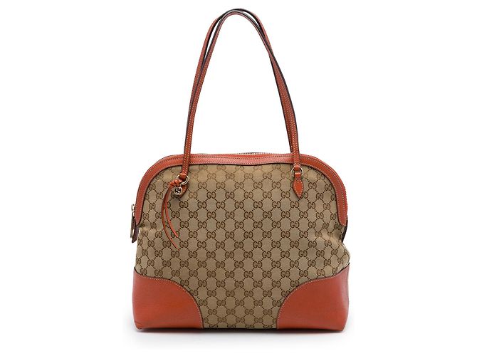 mala Gucci Bree Dome Medium em lona GG bege