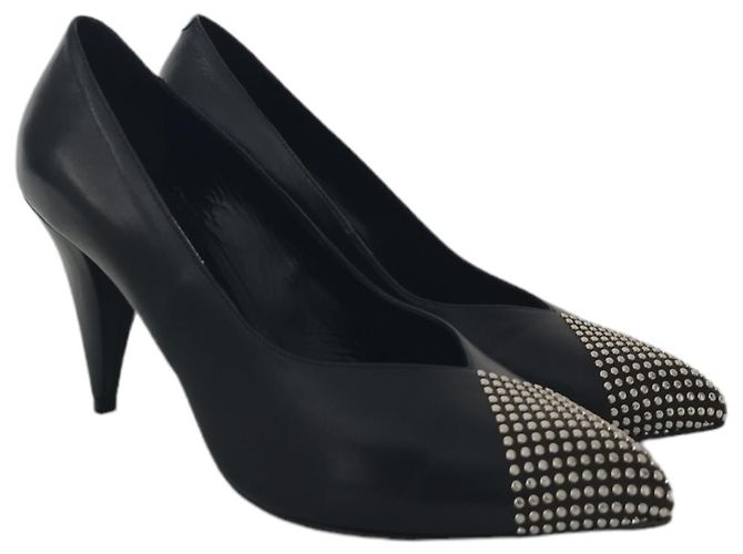 Céline Décolleté Celine in pelle nera borchiata Nero