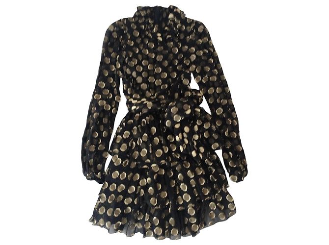 Dolce & Gabbana Vestido Preto com Bolinhas Douradas Dourado