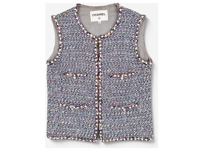 Chanel by Karl Lagerfeld SS17 Tweed-Weste mit Perlenbesatz