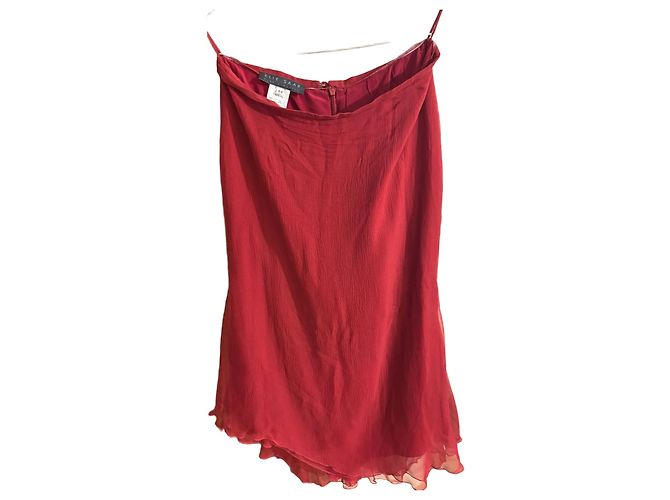 Elie Saab Kleid aus Seidenmischung in Rot mit Rüschen
