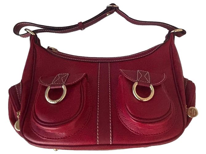 Lancel Sac Hobo en cuir rouge