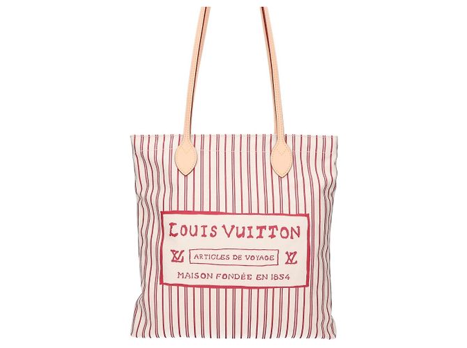 Bolso Tote a Rayas Louis Vuitton x Grace Coddington Beige