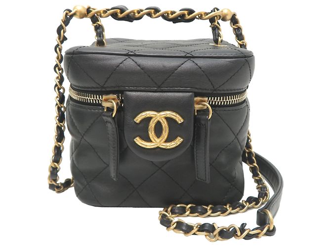 Bolsa de ombro Chanel Vanity para mulher Preto