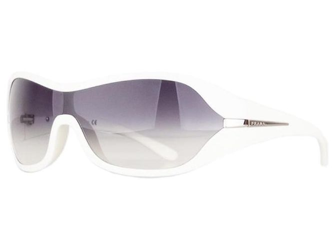Prada 2000s 'SPR12G' Sport Mask Shield Sonnenbrille Weiß