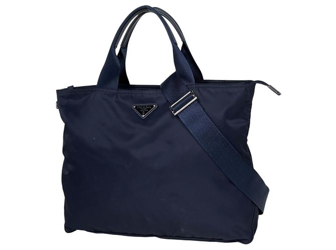 Prada Navy Nylon Tote Bag Navy blue