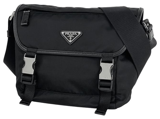 Borsa a tracolla Prada in nylon e pelle Nero