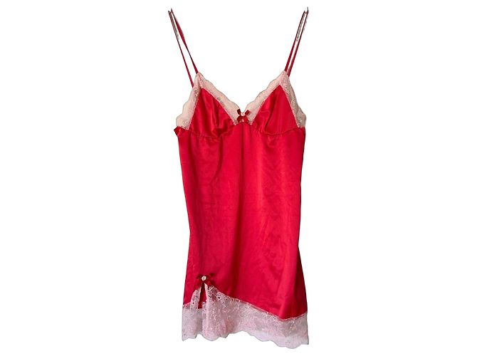 Agent Provocateur rotes Slip-Kleid mit Spitzenbesatz, Größe Medium