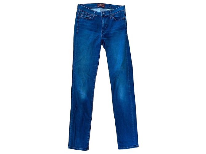 7 For All Mankind "Superior Sateen" Blue Denim Jeans Blau