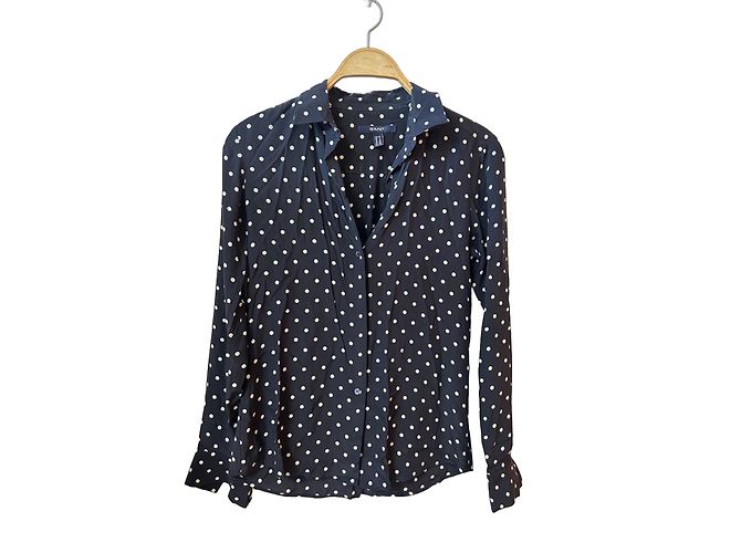 Autre Marque Camisa de seda com bolinhas azul marinho GANT Branco Azul escuro