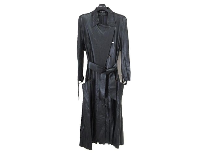 Autre Marque FOXEY NEW YORK Kunstleder-Mantel Schwarz