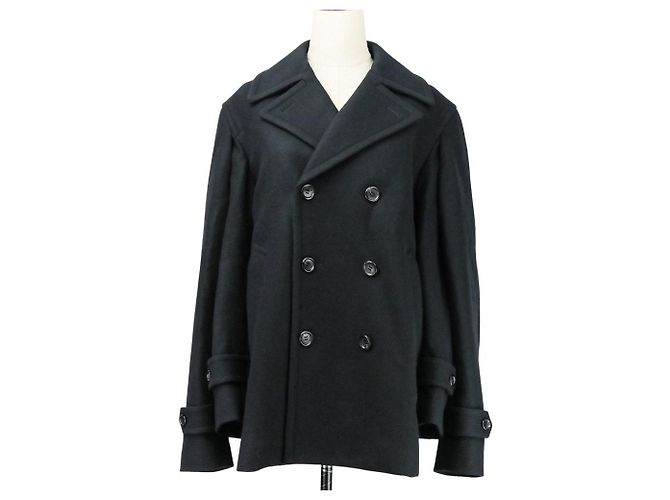 Autre Marque Comme des Garcons Wool Double Sleeve Pea Coat Black