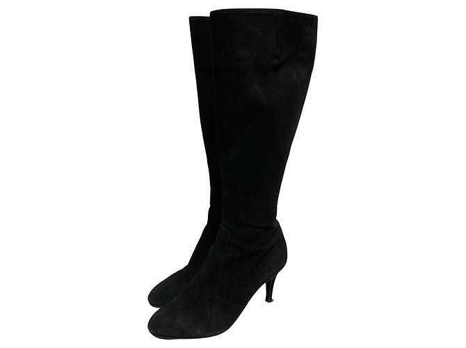 Autre Marque Sergio Rossi hohe Stiefel aus Wildleder Schwarz