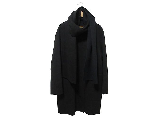 Autre Marque ICB Cashmere Blend Wool Collarless Coat Brown Dark brown
