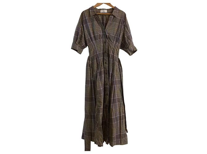 Autre Marque snidel Kariertes Hemdkleid Beige