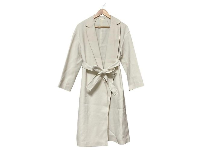 Autre Marque Stunning lure Casaco longo com cinto Branco Cru