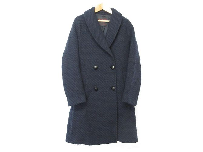 Autre Marque MASSIMO PIOMBO Wool Long Coat Black Blue