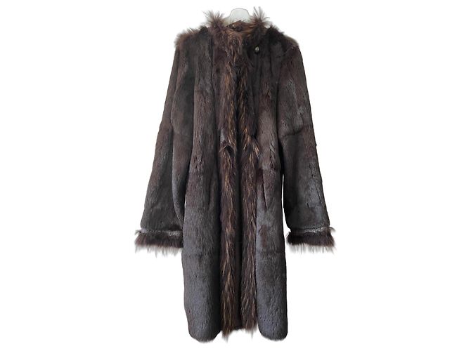 Rizal Reversible rabbit skin coat Dark brown