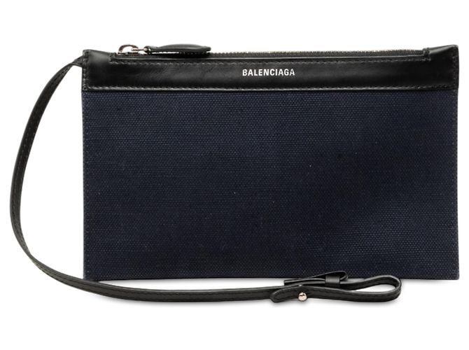 Balenciaga Blue Canvas Navy Cabas Pouch Blu navy